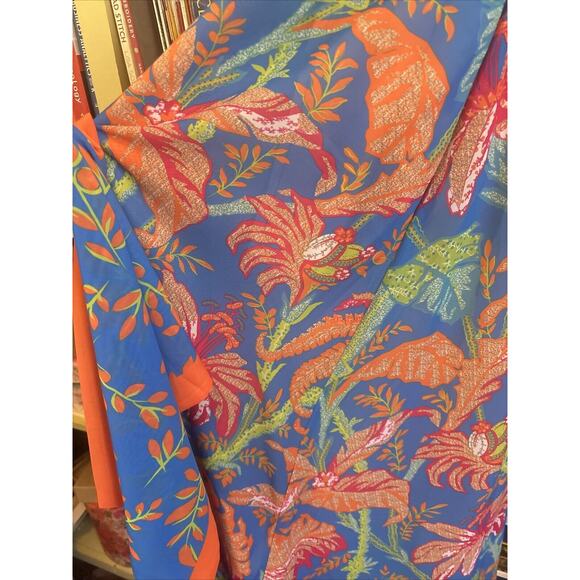 Gretchen Scott Button Up Maxi Dress Tropical Cruise M 8 10 Floral Blue Orange - Picture 4 of 5